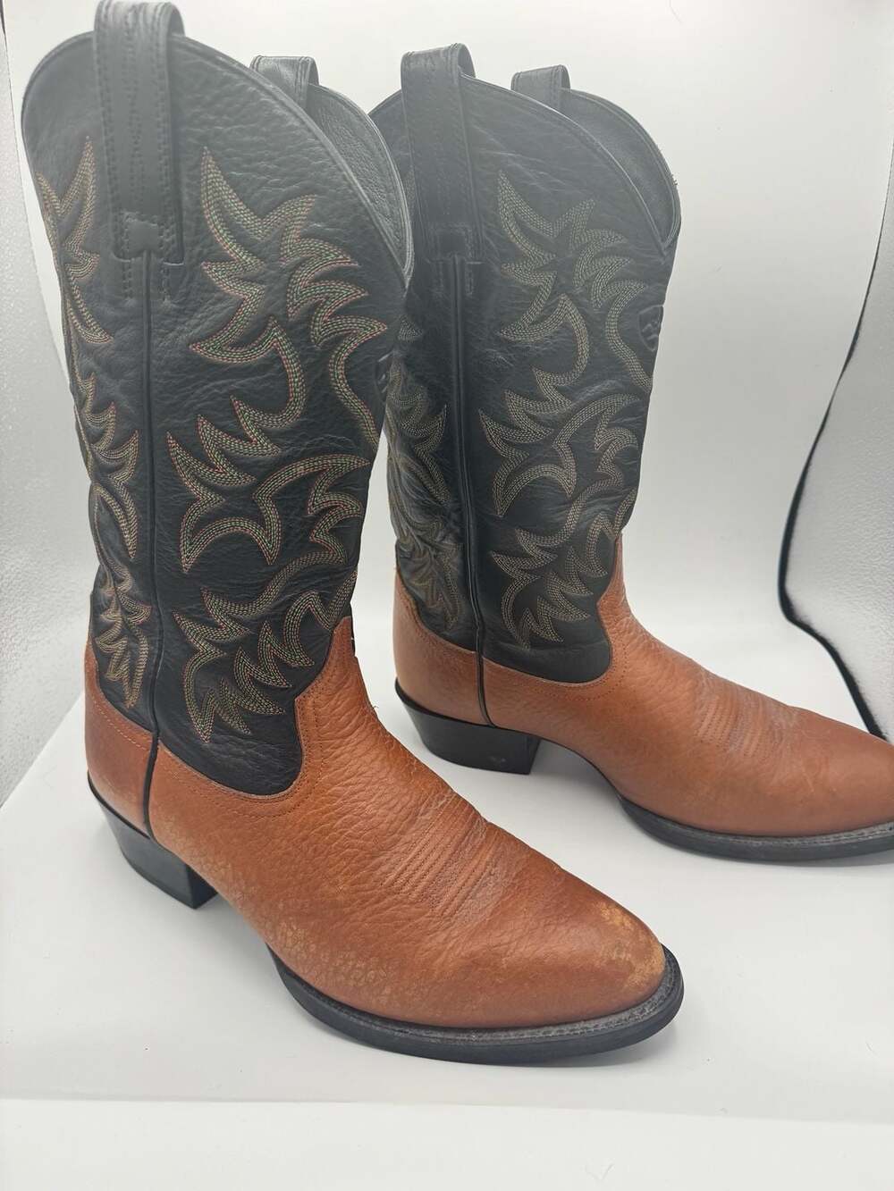 Ariat Men's Style 34791 Leather Western Cowboy Boots Black Tan Size 10D